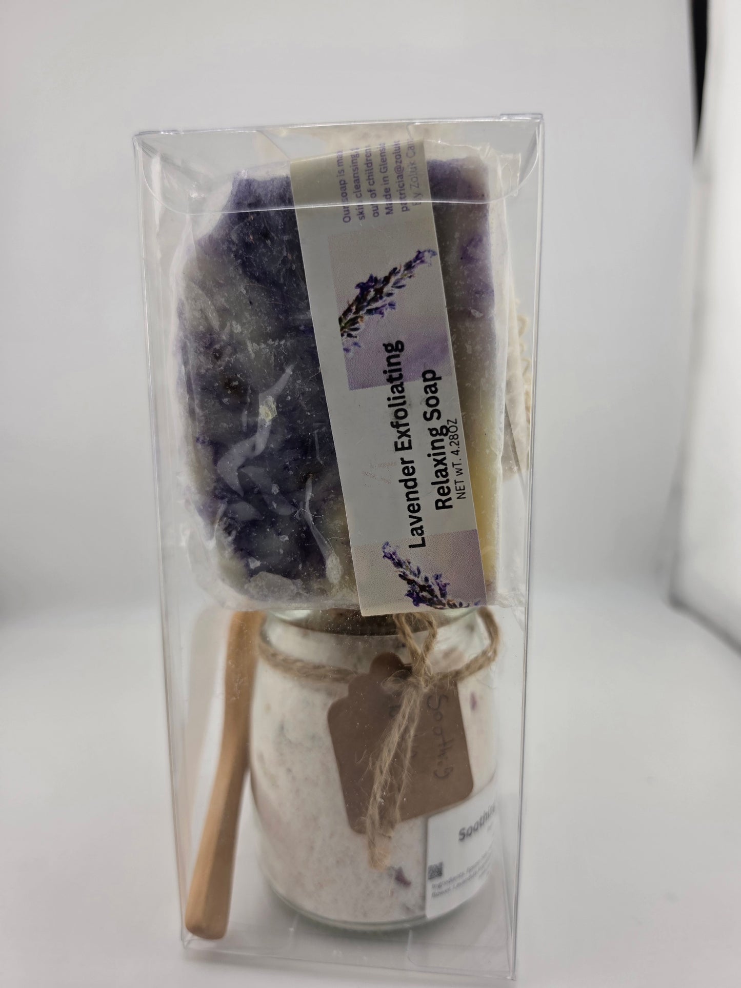 Soak, Scrub & Soothe Foot Spa Bundle – Foot Balm, Bath Salts, Soap Bar & FREE Exfoliating Sponge