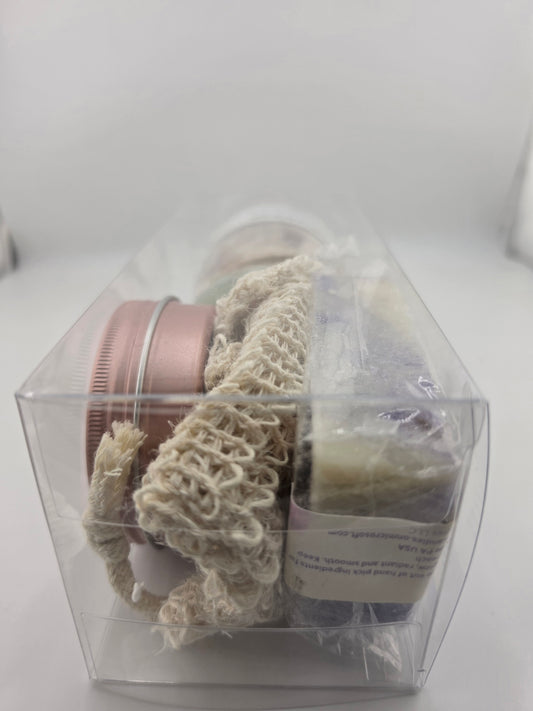 Soak, Scrub & Soothe Foot Spa Bundle – Foot Balm, Bath Salts, Soap Bar & FREE Exfoliating Sponge