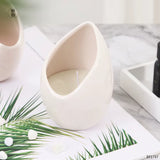 Custom Logo Wholesale Ceramic Massage Vessel Beige Pottery Pouring Candle Jars with Pour Spout