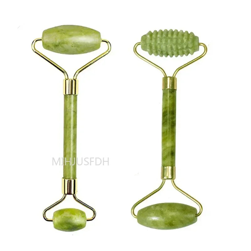 Natural Jade Roller & Gua Sha Set – Double-Ended Facial Massager
